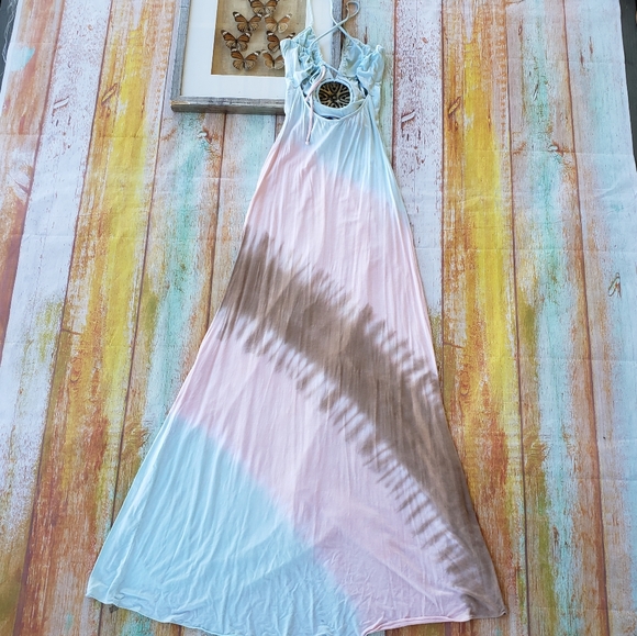 Sky Tie Dye Medallion Jersey A-line Maxi Dress XS - Picture 4 of 7